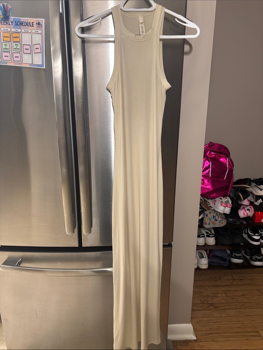 SKIMS Soft Lounge Ribbed Maxi Dress Cream Ivory Size M